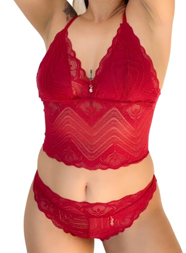 Conjunto Aline cor vermelho militar da marca Evelyn Intimate Apparel